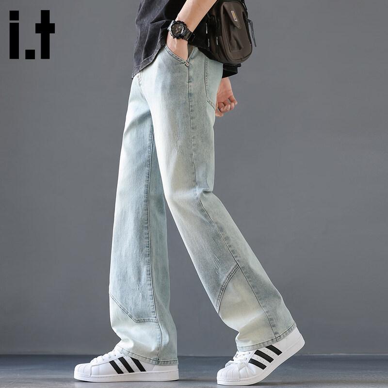 CHOCOOLATEit Men s Light Blue Washed Straight-Leg Denim Jeans S