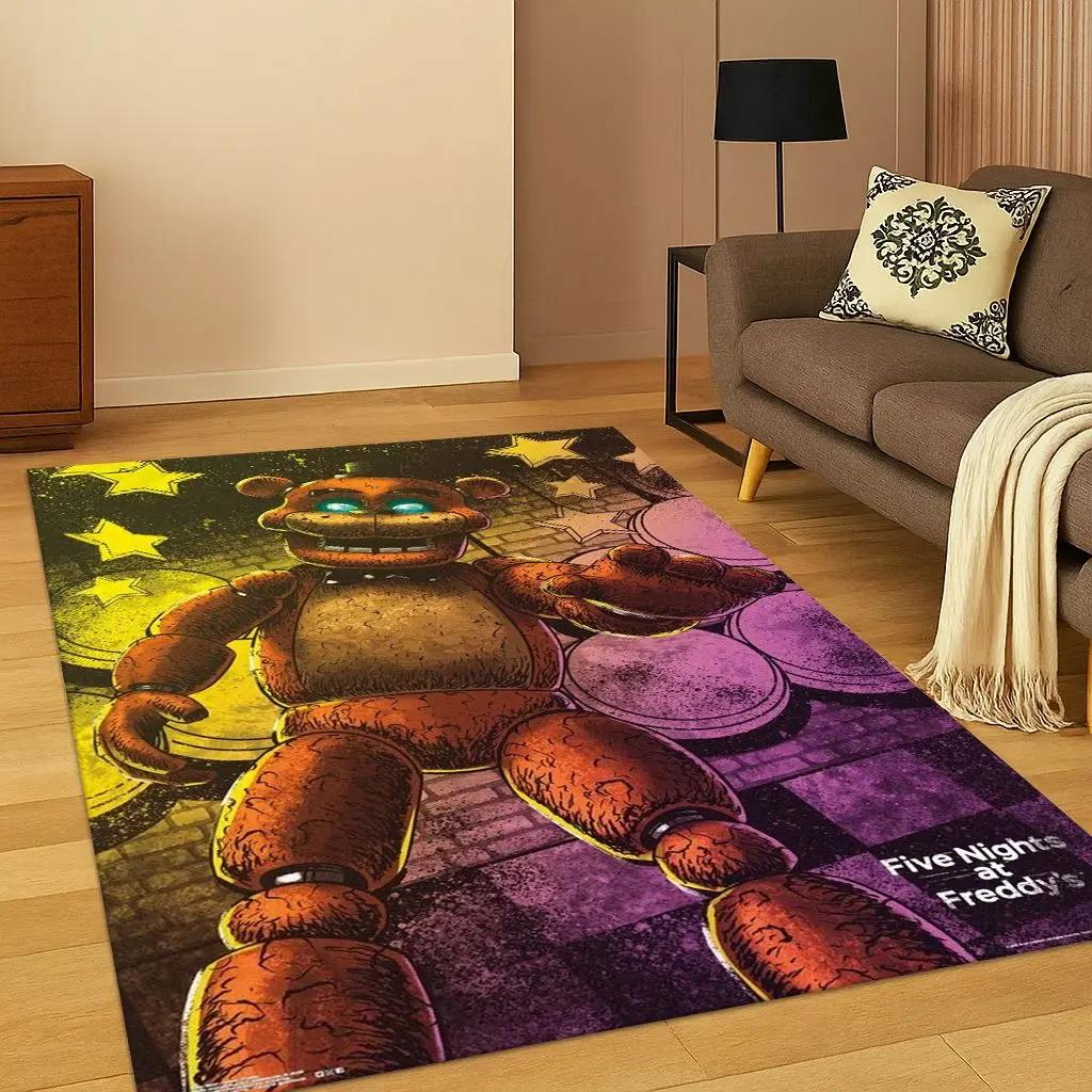 Tappeto Cartoon 3D F-FNAF per Camera da Letto Soggiorno Divano Zerbino Decorazione Casa, Tappeto Area Giochi Bambini Antiscivolo Regalo di Natale