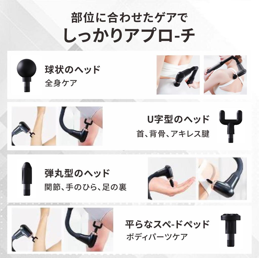 Handheld Fascia Release Gun with 6 Vibration 3 Quiet Large Capacity Fast 4 Heads Full Body Japanese Instruction Perfect for Day and Day [Latest