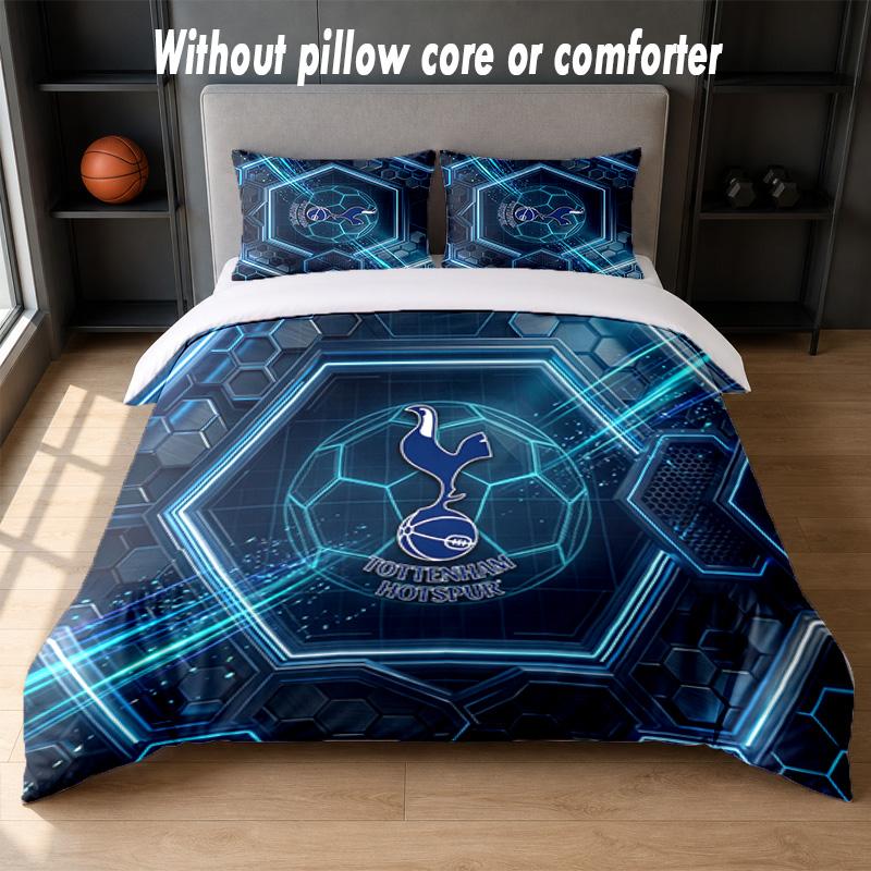 Tottenham Hotspur Design Bett Bettwäsche Set 1 Bettbezug + 2 Kissenbezüge Weich Atmungsaktiv Haushalt Bettwäsche