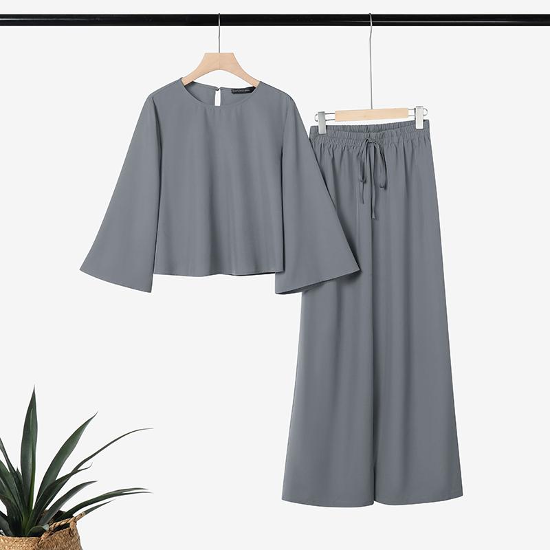 ZANZEA Women 3/4 Sleeve Blouse and Pants Casual Two Piece Suit Sets