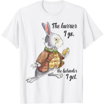 Alice In Wonderland White Rabbit Late The Hurrier I Go T-Shirt