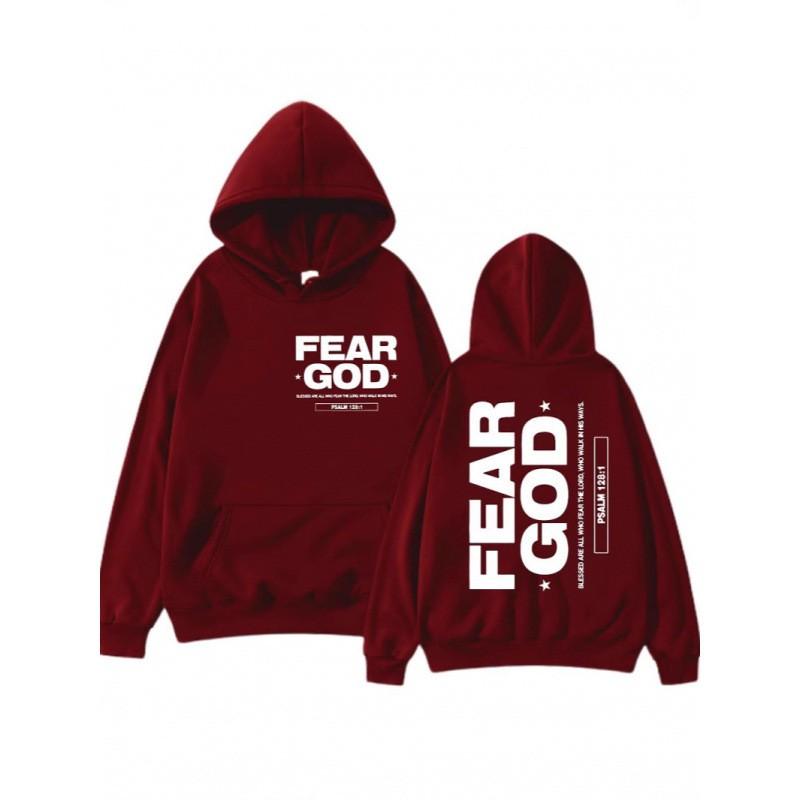 Womens Fleece-Lined Hooded Sweatshirt With Back Letter Print Casual Long Sleeve Top