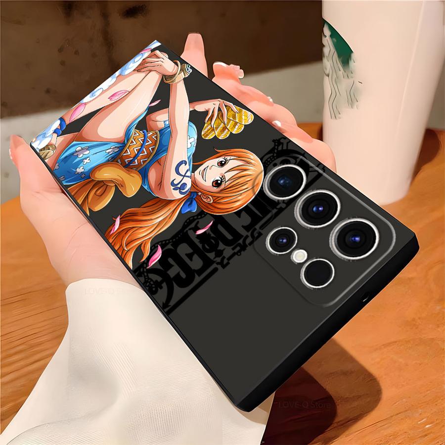 One Piece Shanks Nami Black Soft Phone Cover Case for Samsung Galaxy S23 Ultra S21 FE S20 S25 Edge S24 Plus