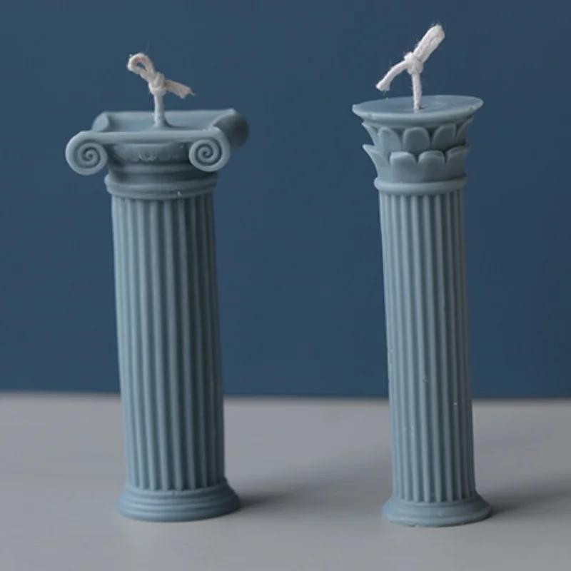 Home DecorDIY Gypsum Ornament Mould New European Roman Pillar Mold Aromatherapy Candle Mold Kitchen Baking Chocolate Molds Retro