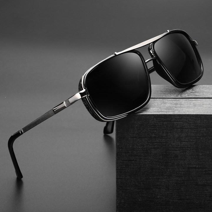 Vintage Double Bar Sun Glasses For Men With Uv400 Uv Protection Outdoor Sports And Travel