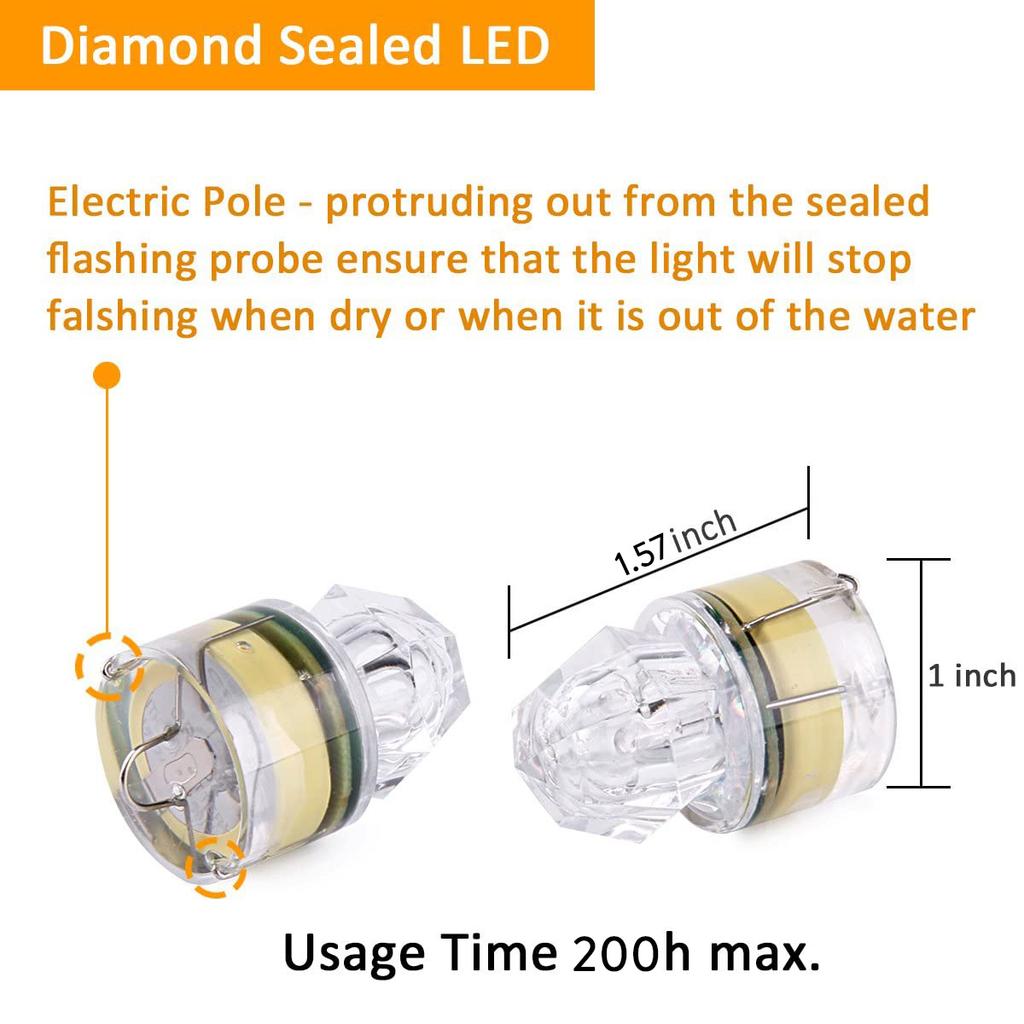 30Pcs Underwater Mini LED ABS Fishing Bait Light Squid Deep Drop Fish Lure Lamp Lights for Tuna Swordfish