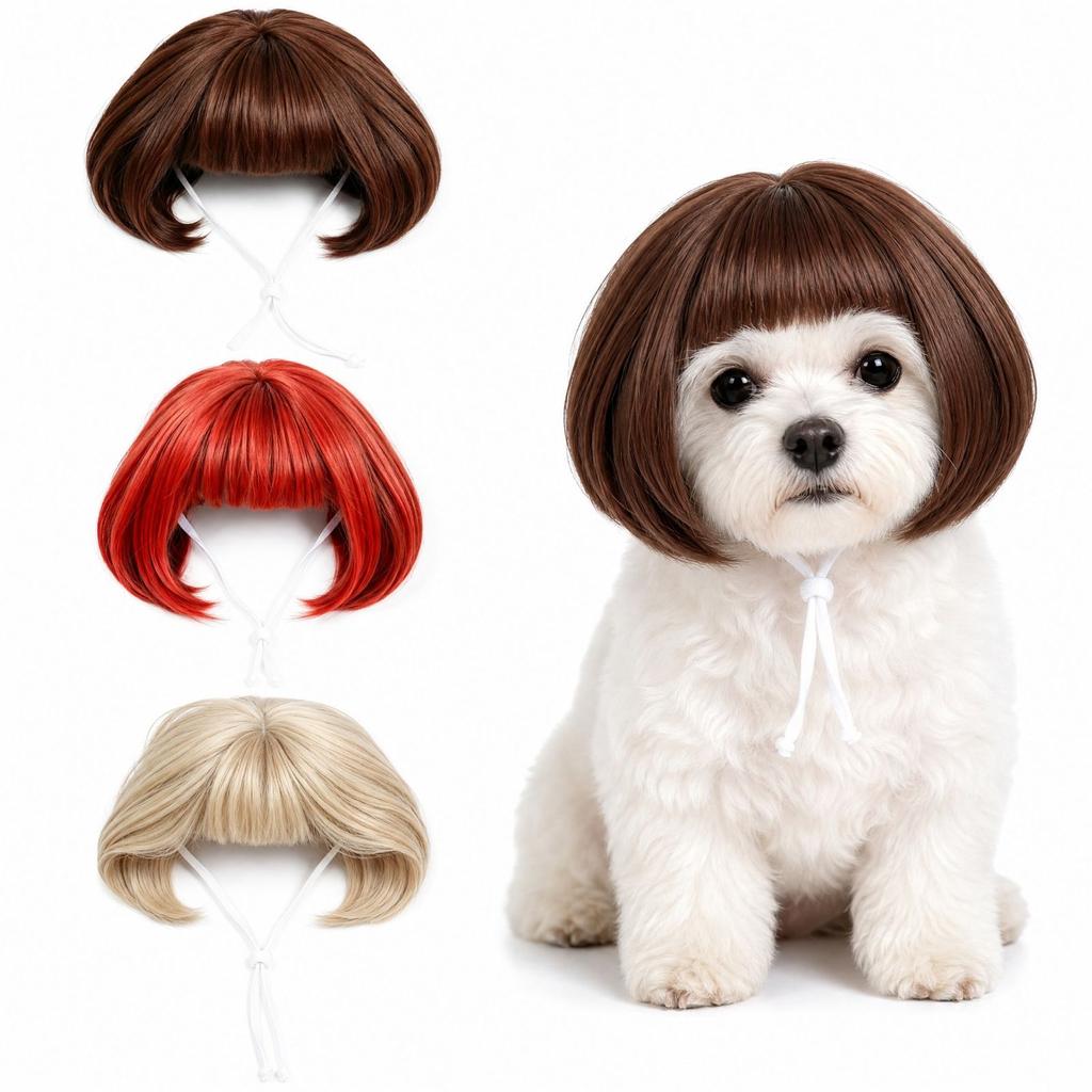 Pet Wig Costume Hairpiece, Funny Pet Hair Accessory for Dress-Up and Parties