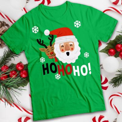 Camiseta Engraçada de Natal para Homens e Mulheres com Rena do Papai Noel Tee #MC