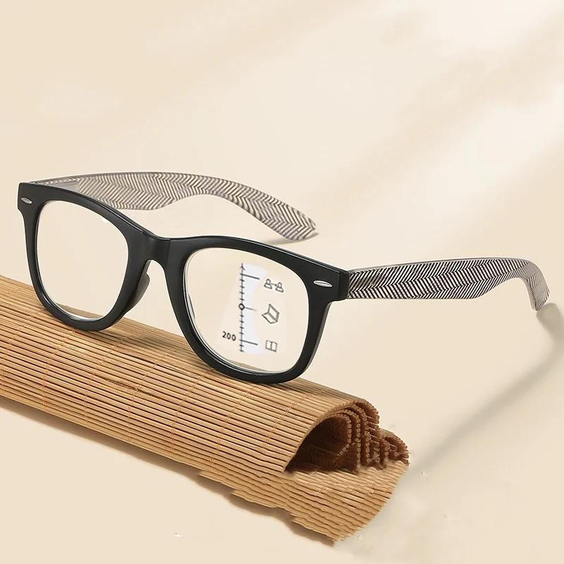 Fashion Progressive Multifocal Glasses for Men Women Unisex Blue Light Blocking Glasses Trendy Vintage Far Sight Eyeglasses