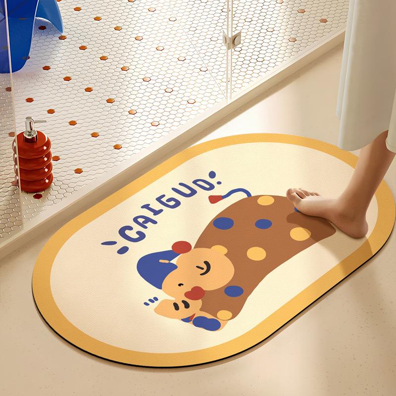 Cartoon Bathroom Water Absorption Oil Absorption Anti-slip Mat Household Toilet Quick-drying Foot Pad Bathroom Door Diatom Mud Mat