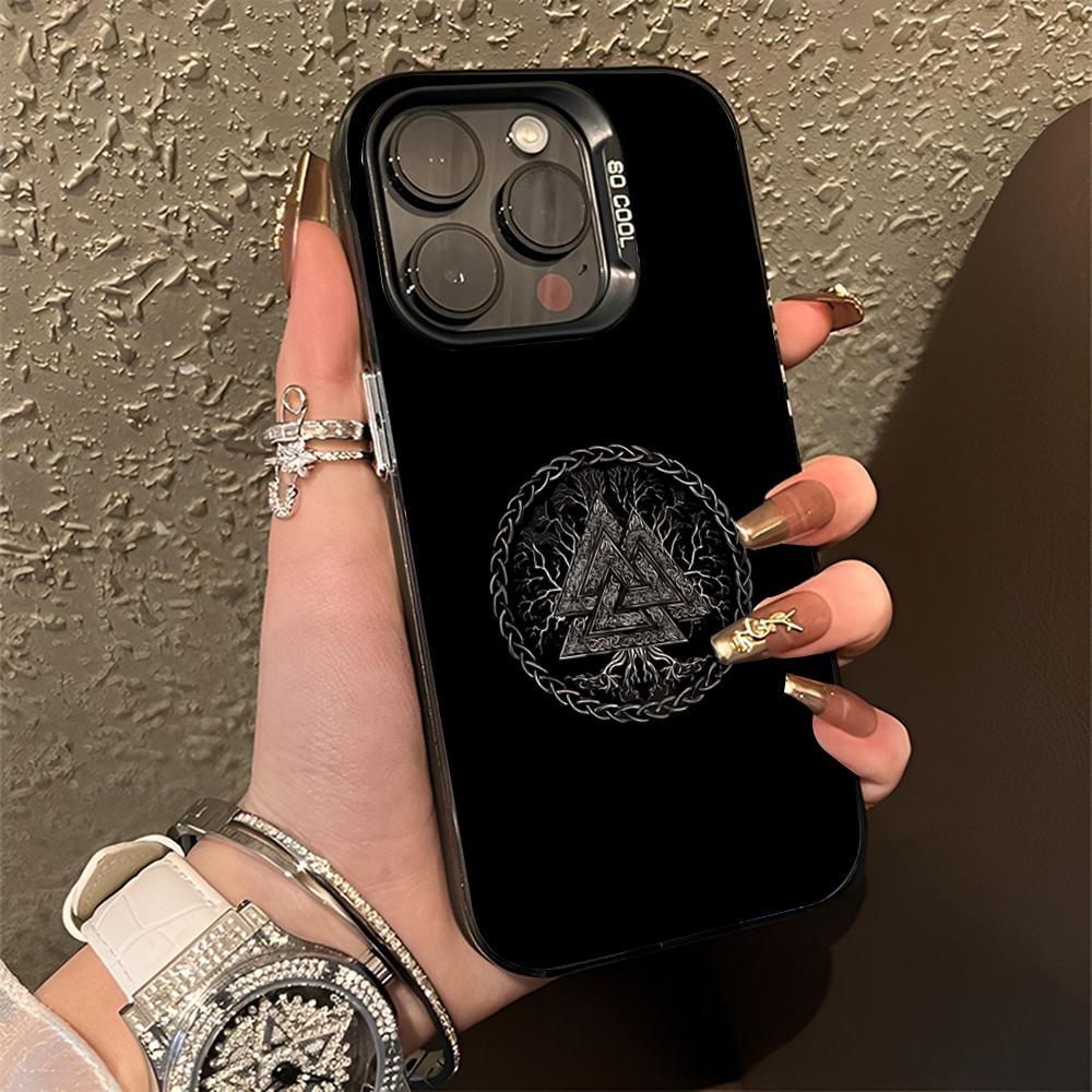 V-Viking Logo V-Vegvisir Phone Case For iPhone 16,15,14,13,12,11,Pro,Max,Plus,Mini,XS,SE Anti Fall Black Matte Hard Bumper