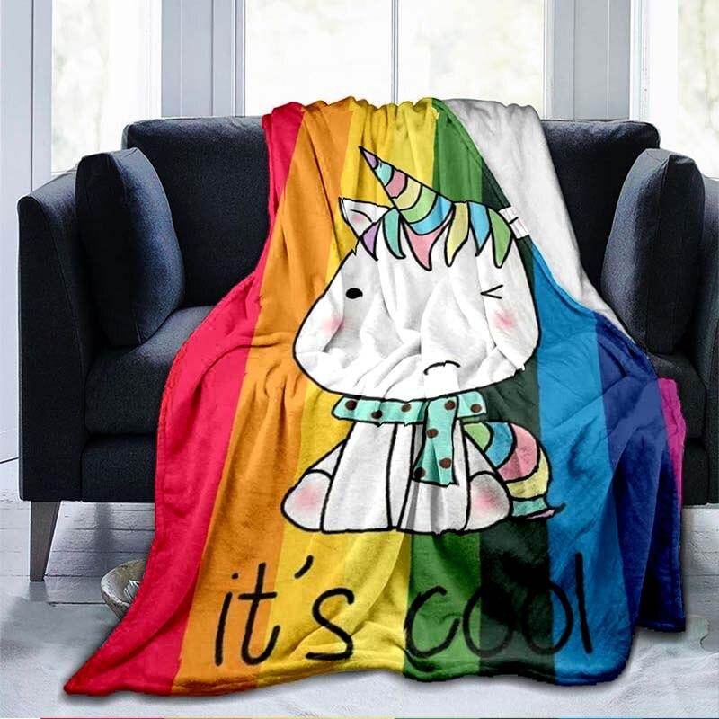Cute Mermaid Cartoon Blankets Unicorn Blankets Starry Unicorn Flannel Blankets Throw Blankets for Couch Bed Sofa Girl Gifts Pink