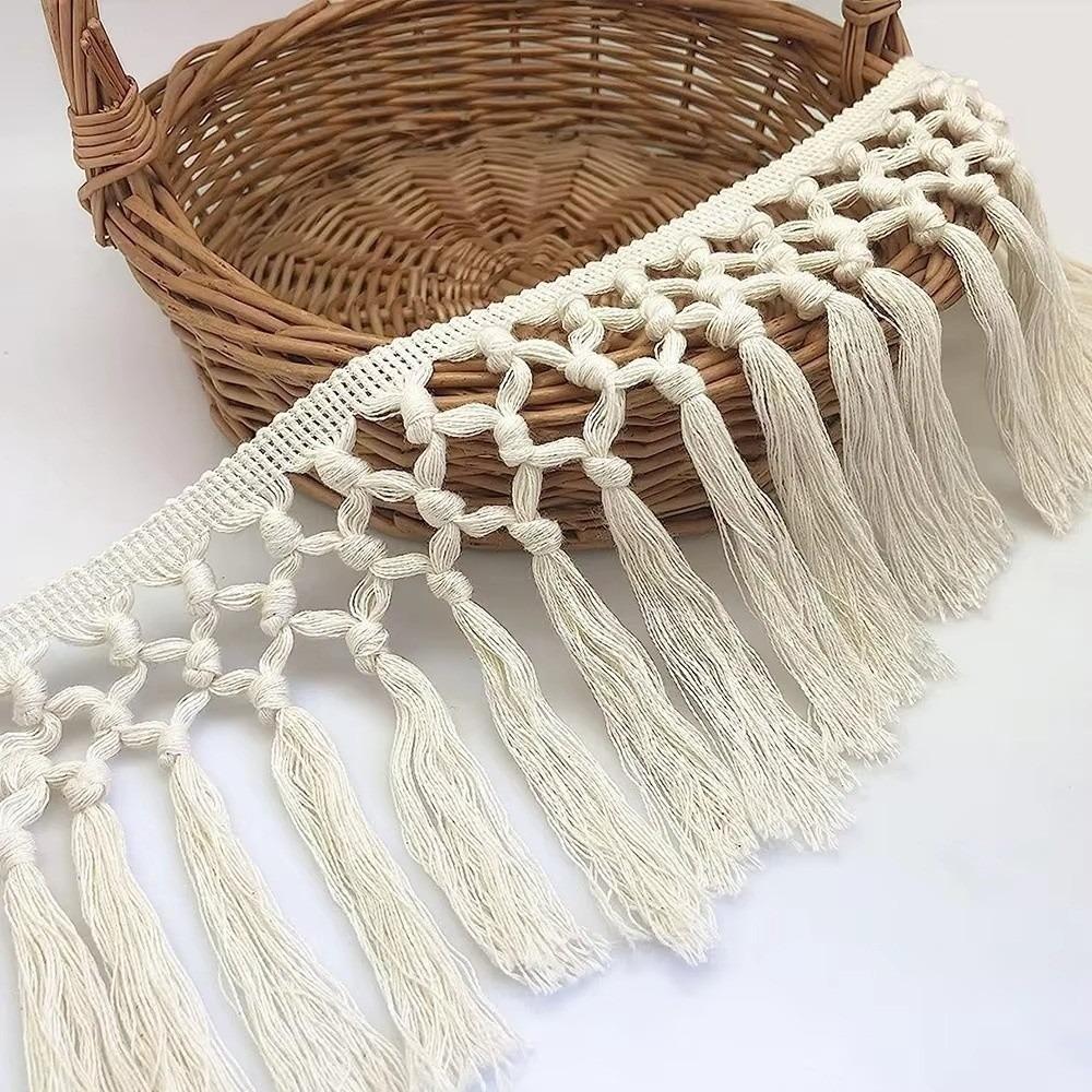 1Yard 11cm Wide Tassel Trim Ribbon Boho Style Macrame Tassel Ribbon For Home Textile