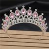Gorgeous Headbands Vintage Baroque Tiaras For Queen Bride Red Crystal Crowns Bridal Wedding Hair Jewelry Head Accessories
