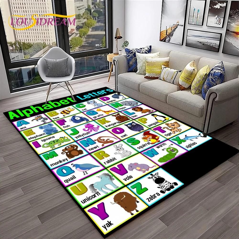 Alphabet ABC Early Education Cartoon Kids Playroom Children Crawling Rug Carpet for Living Room Bedroom Decor,Non-slip for Sofa