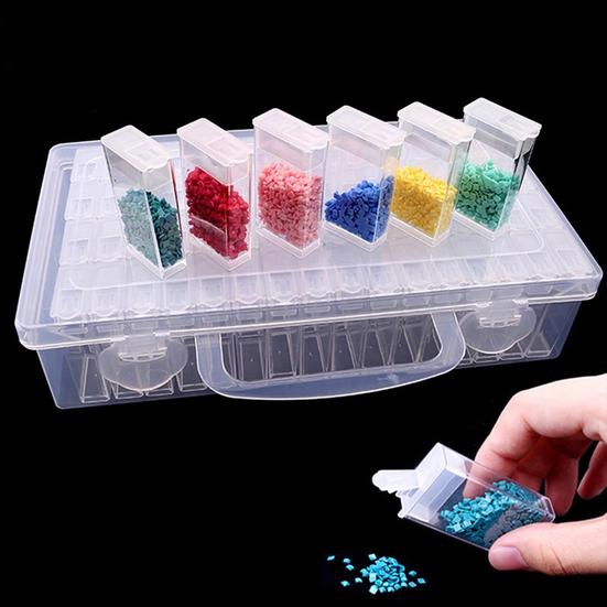 32/64 Grid Transparent Visible Organizer Bead Handle Separate Grids Diamond Painting Rhinestone Storage Box