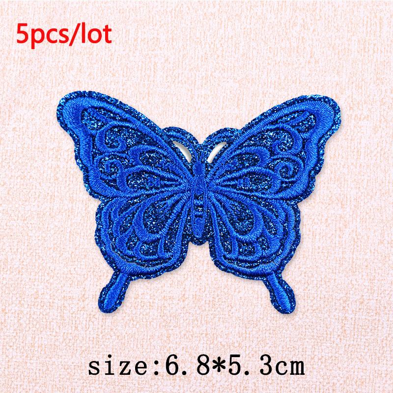 5Pcs/Lot Glitter Butterfly Bow Iron on Patches - Embroidered Patches on Clothes Bags Hats Jackets Decor