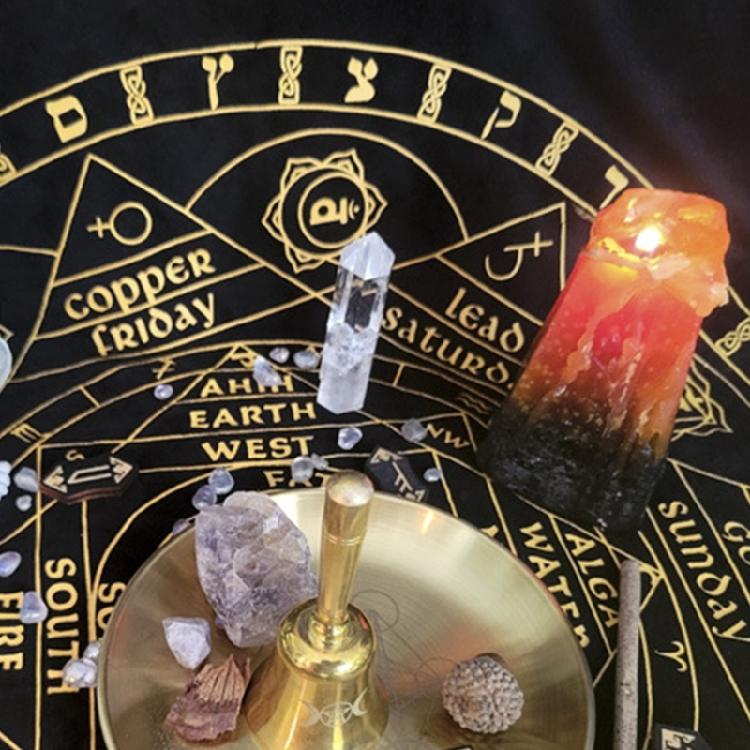 Pentagram Altar Ritual Burning Candle Holder Plate Stainless Steel Flat Bowl