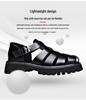 Men's Retro Leather Slip-On Sandals - Cool, Breathable, Lightweight Shoes with Thick Sole & Buckle