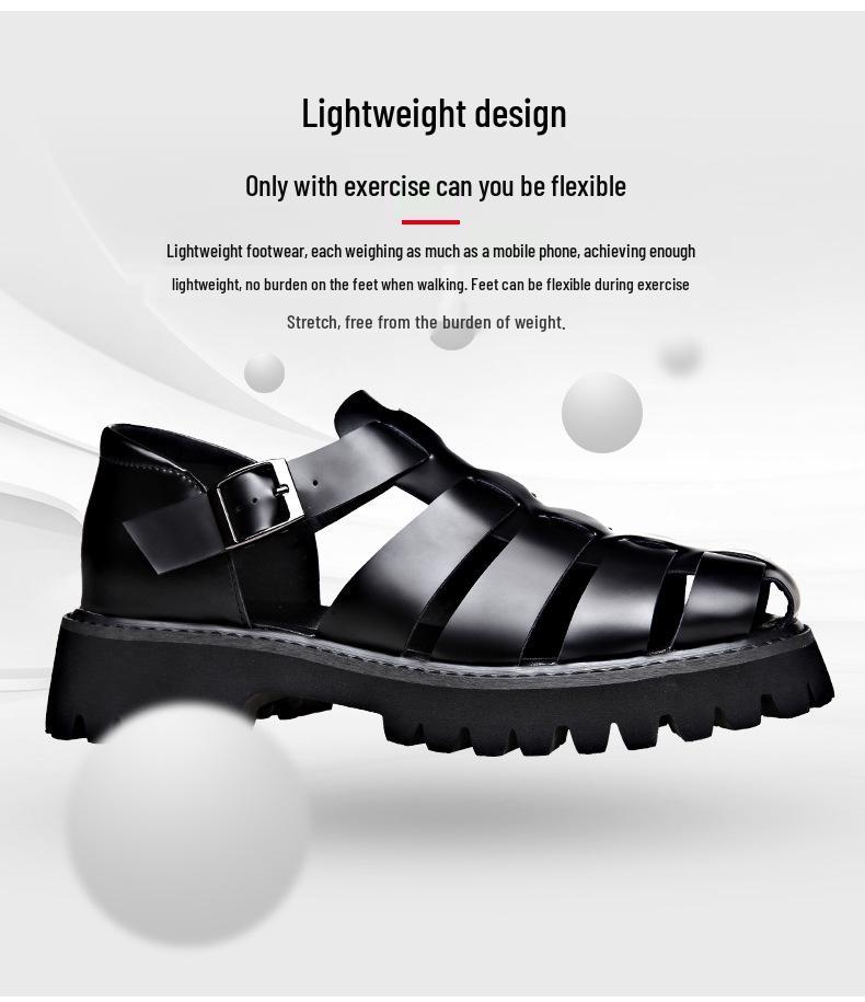 Men's Retro Leather Slip-On Sandals - Cool, Breathable, Lightweight Shoes with Thick Sole & Buckle