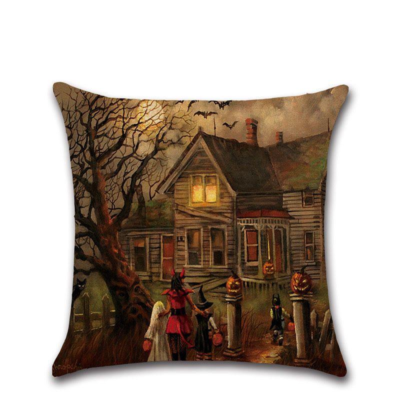 High-quality Flax Halloween Pumpkin Pillow Covers For Witch And Haunted House Decor