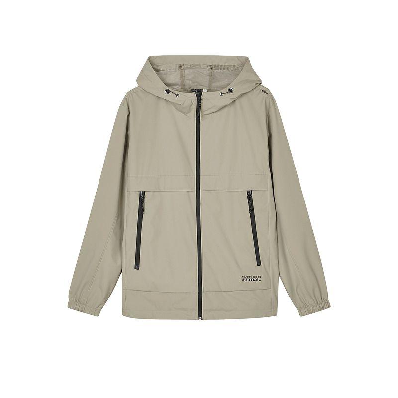 Skechers Sports Lifestyle Series Water-Resistant Windproof Woven Hooded Jacket Men jackets Cashew L324M004-01NC L