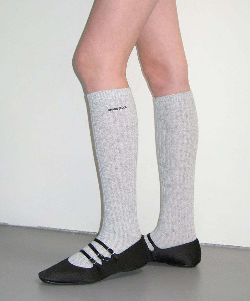 CRANK Logo Cashmere Knee Socks_Light Gray