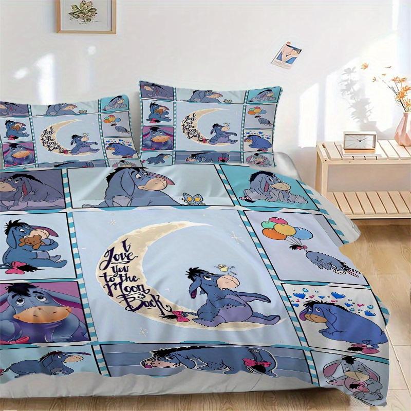 

3pcs Eeyore Disney Printed Quilt Set, Includes 1 Quilt Cover and 2 Pillowcases, Machine Washable, Suitable for All Seasons.F035 135x200cm
