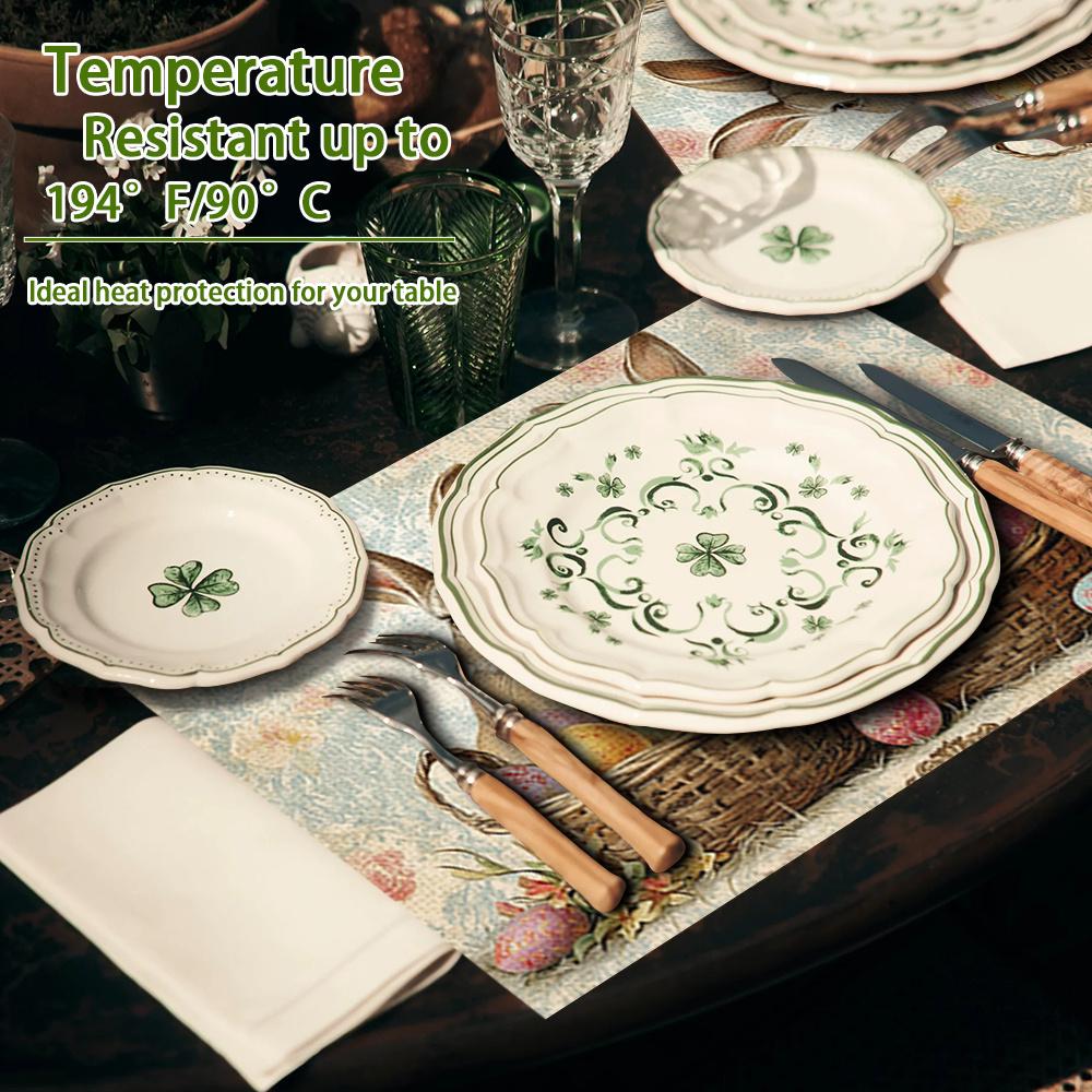 4 Stück Osterhase und Ei Aufdruck Platzsets, Geeignet für Heimdekoration, Feiertagsessen, Küche und Partydekoration