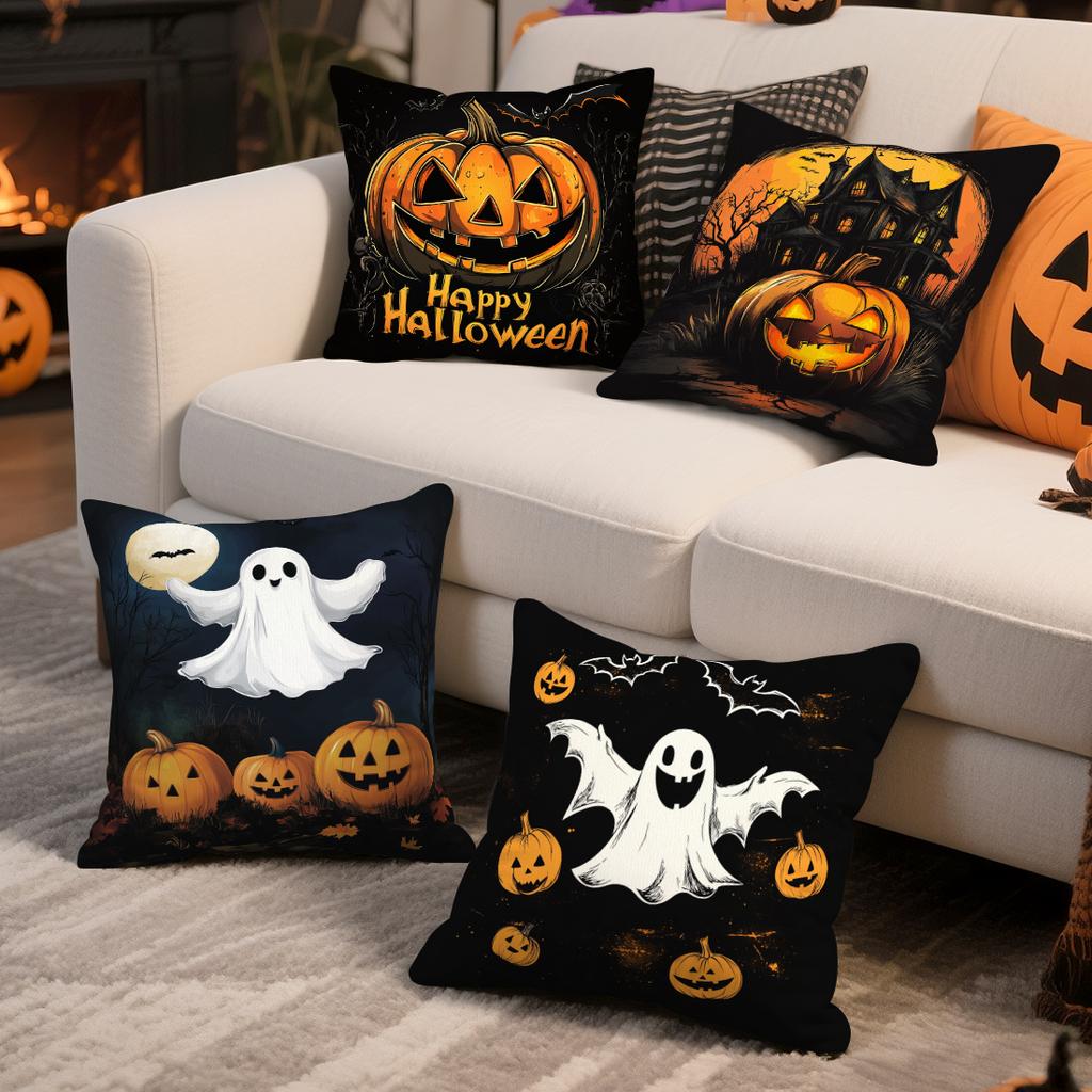 Retro Halloween Design Pillowcase Printed Polyester 45X45Cm Throw Pillowcover Decorative Sofa Cushion Pillowslip Home Decor