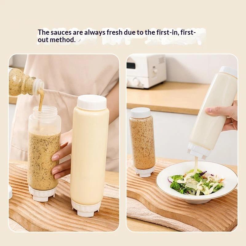 Squeeze Sauce Bottles BPA Free Double Nozzle Leak Proof Food Grade Plastic Reusable Dispenser for Picnic Camping