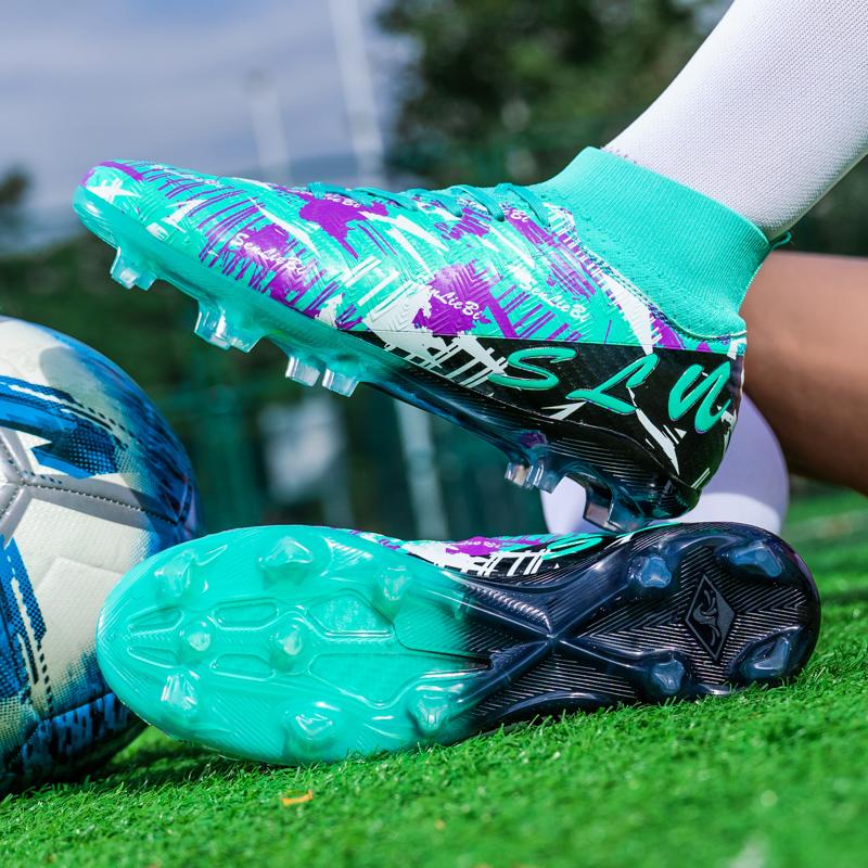 34-46 Men's High-top Football Boots Outdoor Long Spikes Sports Football Boots Large Size Youth Sports Children's Football Boots