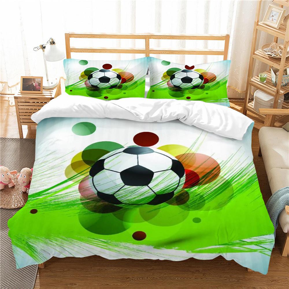 Hot Sell 2/3pcs Bedding Set Breathable Comforter Duvet Cover Set 3D Football Design Microfiber Comfortable Bed Cover Suit