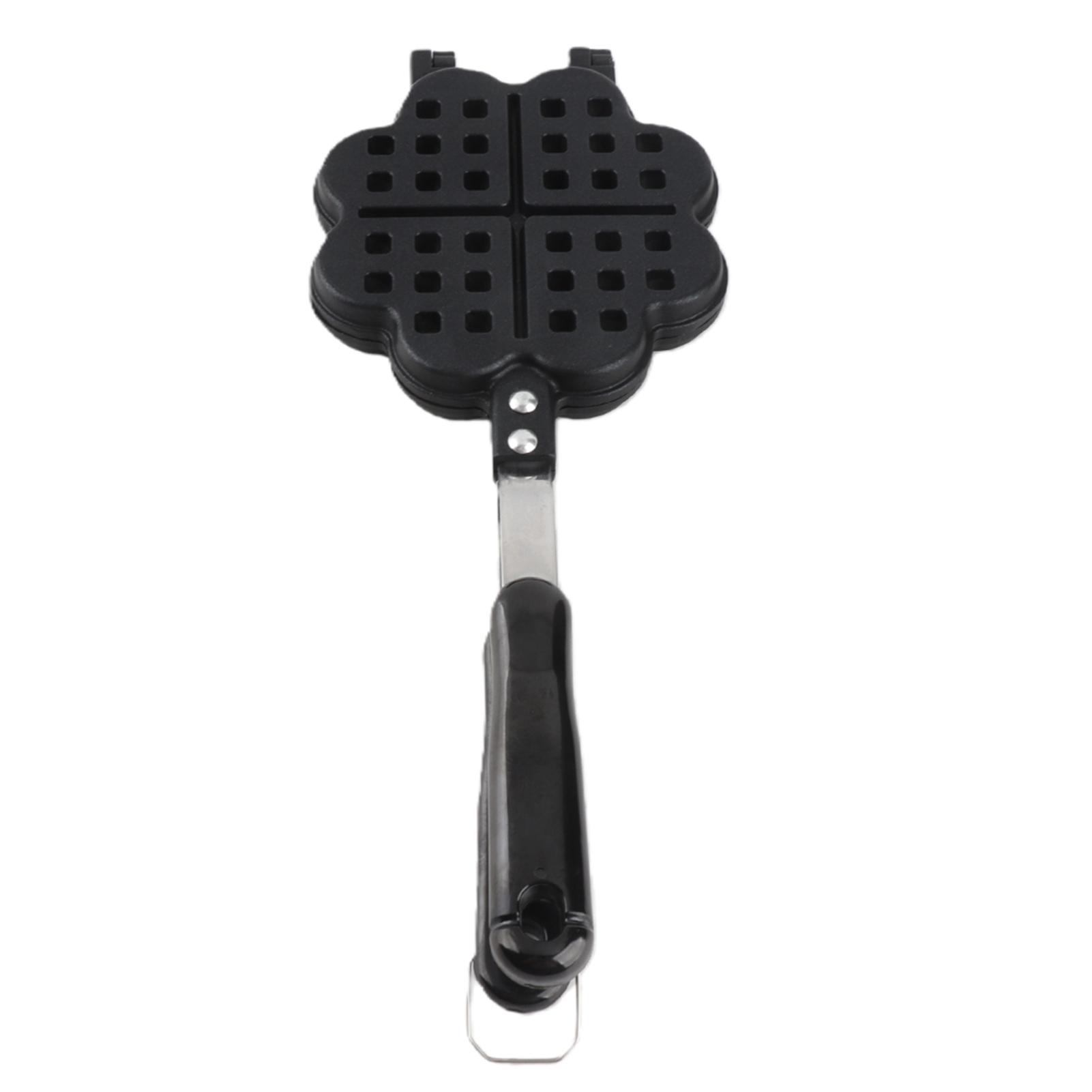 Aluminiumlegering Bakplaat, Anti-aanbak Wafelvorm met Versterkt 304 Roestvrijstalen Handvat, voor Koken op Open Vuur