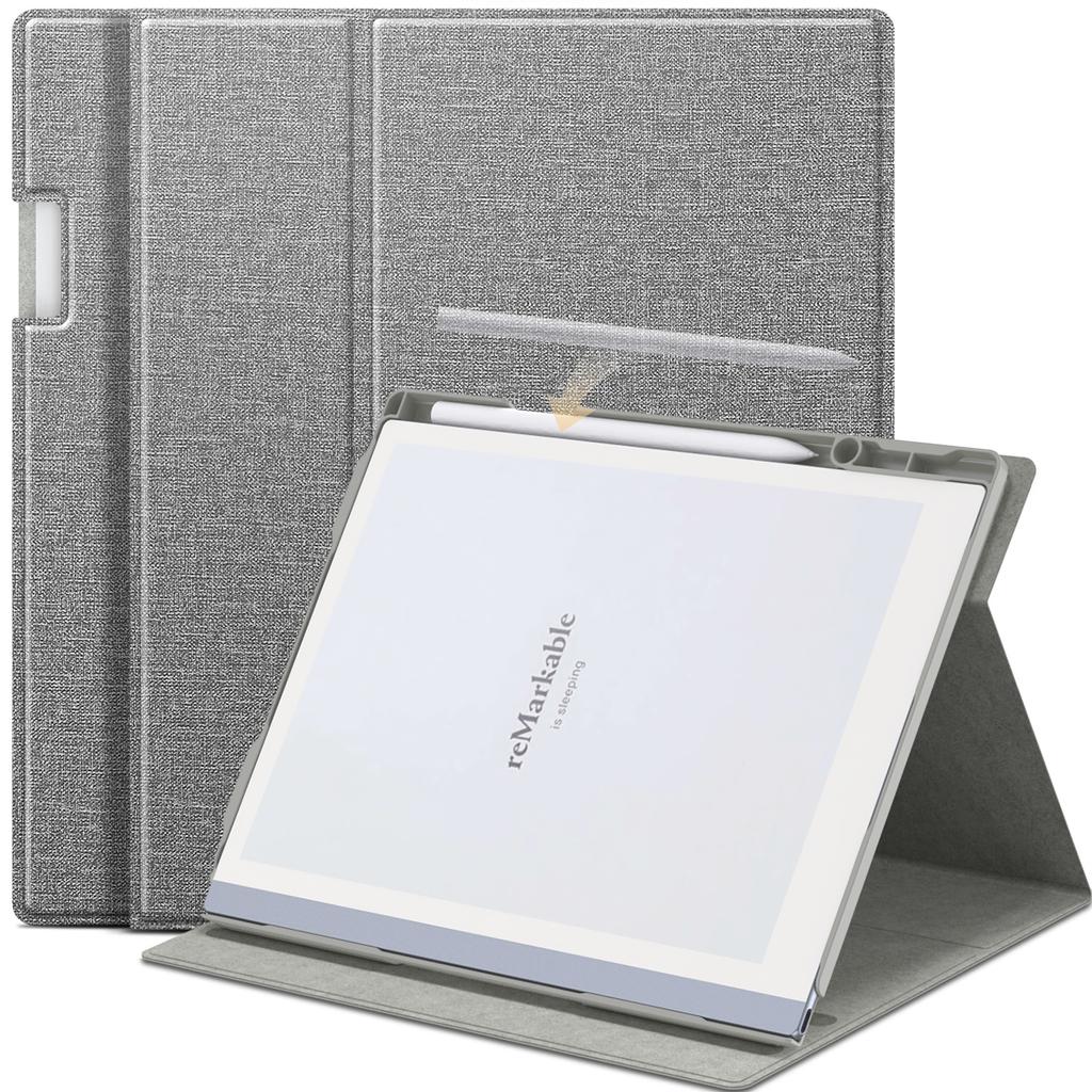 For Remarkable 2 Case Rotating Stand PC+PU Leather E-Reader Cover with Pen Holder