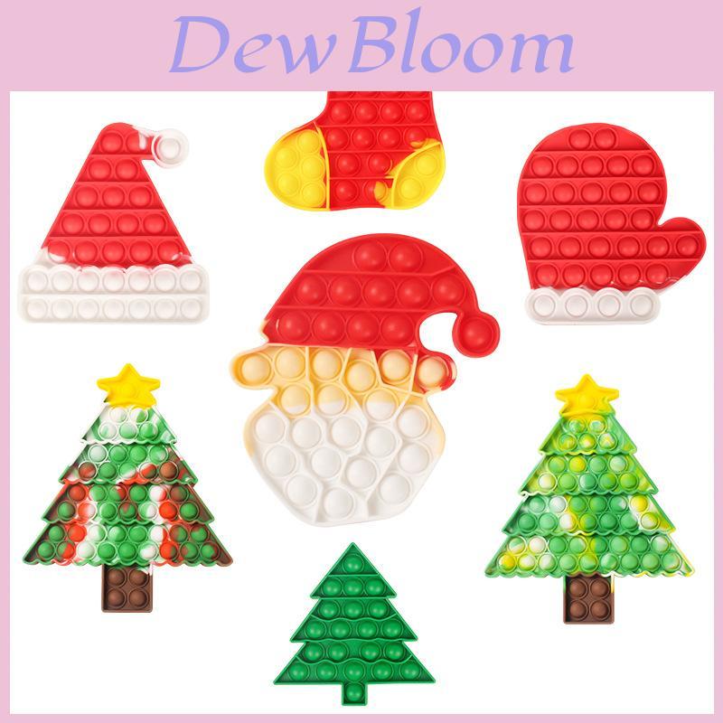 Christmas Big Size Pop It Silicone Toys For Stress Relief Featuring Delightful Santa Claus And Christmas Tree Designs