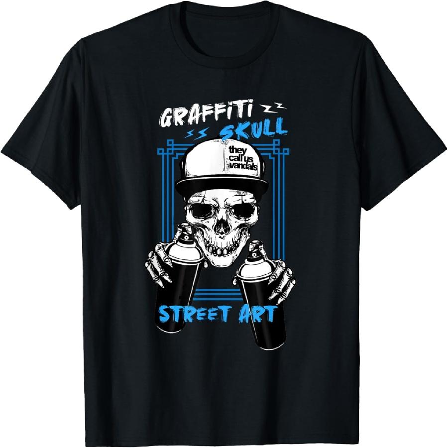 Graffiti Skull Street Art Urban Graffitis Spray Paint Gift T-Shirt XXXXXL чёрный