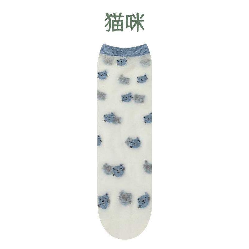 Children Summer Ultra-thin Transparent Love Crystal Socks Girls Baby Breathable Korean Cute Princess Ice Silk Socks Summer Style