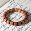Ethnic Green Sandalwood Straight-Cut Barrel Bead Bracelet, Handmade Unisex Cultural Play Single Loop