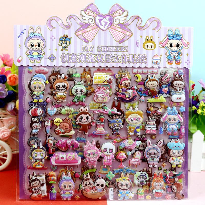 

Three-dimensional Double-layer Bubble Sticker Bronzing Sticker Elf Heavenly Group Cartoon Rabbit