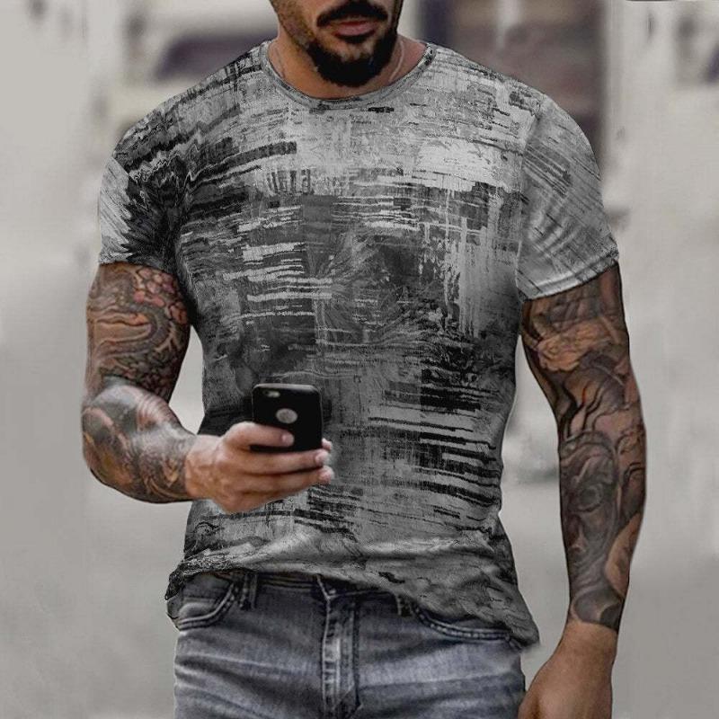 Sommer Herren Streetstyle Personalisiertes Rundhals Kurzarm T-Shirt Europäisch Amerikanische Kunst Ölgemälde 3D Digitaldruck T-Shirt Top