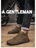 Men's Plus-Size Handmade Leather Ankle Boots: Fashionable Lace-Up Casual Shoes