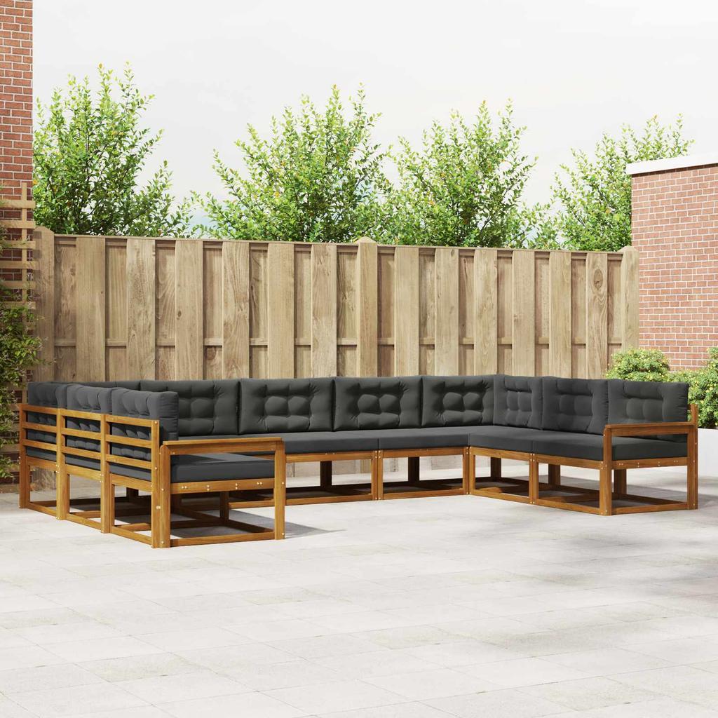 Outdoor Sofa Set with Cushions 9 pcs Natural and Anthracite