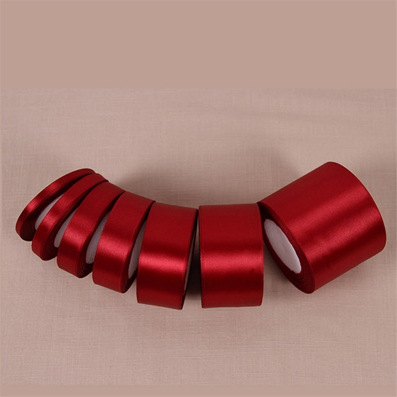 Wine Red 25 Yards Silk Satin Ribbon Wedding Party Decoration Gift Wrapping Christmas  Year Apparel Sewing Fabric Diy