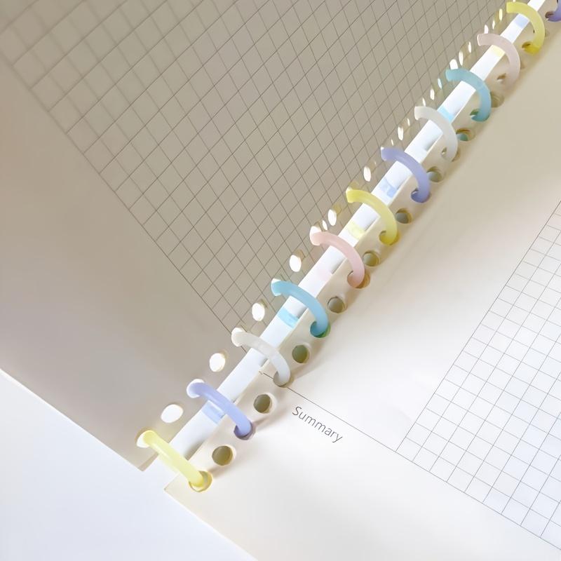 20/50pcs Colorful Loose-leaf Ring Assembly Binding Coil Plastic Detachable Punch Ring Buckle File Organization Office Accessorie