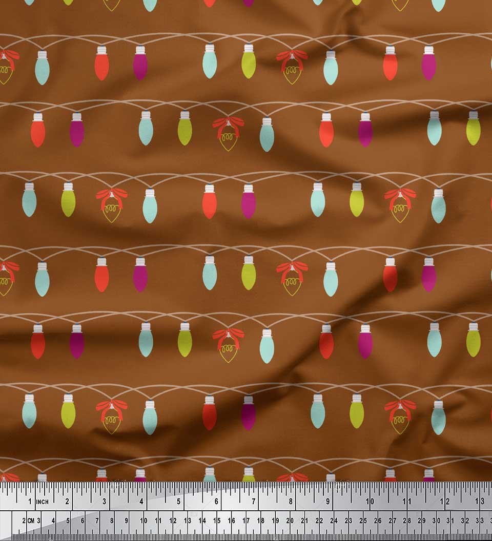 

Soimoi Purple Japan Crepe Satin Fabric Bulbs Home Decor Print Тканина на метри 42 дюйма 42 Inch Wide - Poly Crepe коричневий