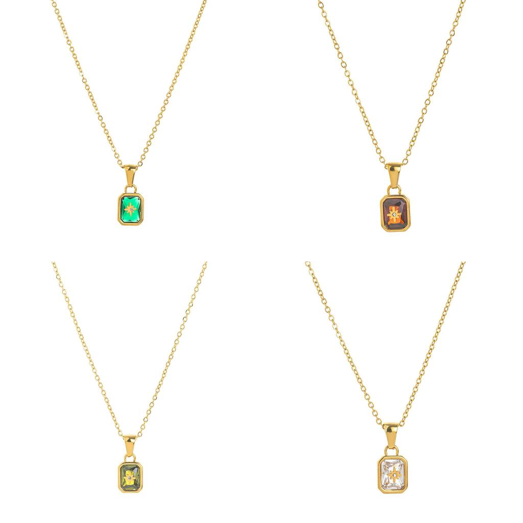 Birthstone Zodiac Necklace With Titanium Steel Pendant For Women And Men
