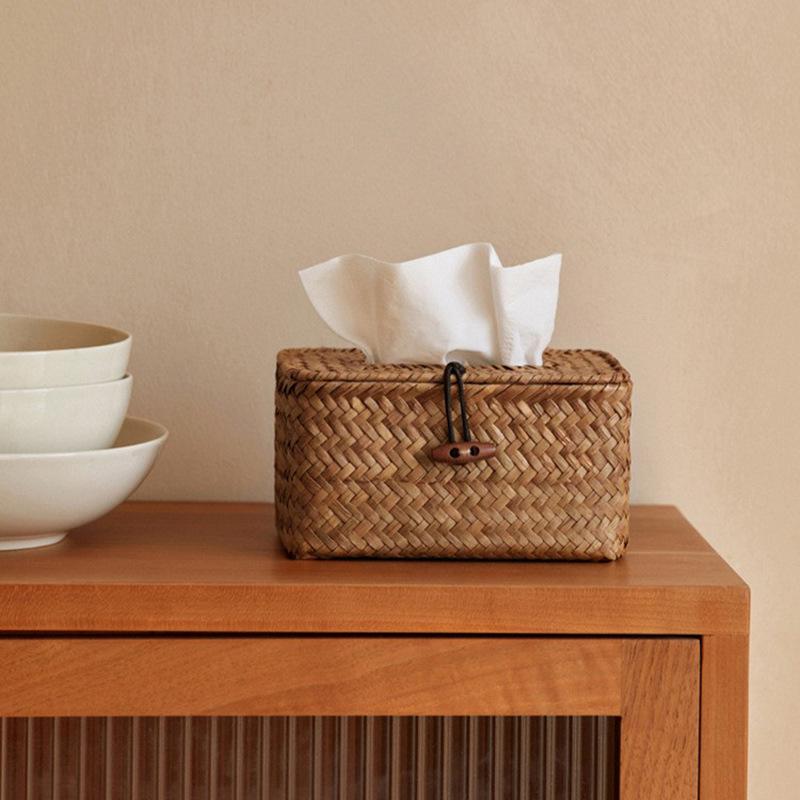 Japanese Straw Tissue Box: Creative Multi-functional Storage for Home, Living Room, Coffee Table, or Dining Room.