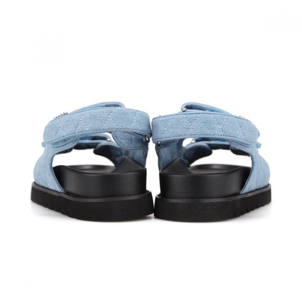 Barbara Women Denim Velcro Stitch Welt Backstrap Sandals 4cm Bbj301